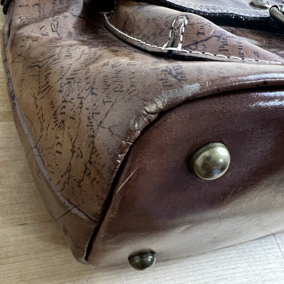 Patricia Nash Tuscania Leather Shoulder Bag Cross Body Purse Signature Map Print - Picture 12 of 15